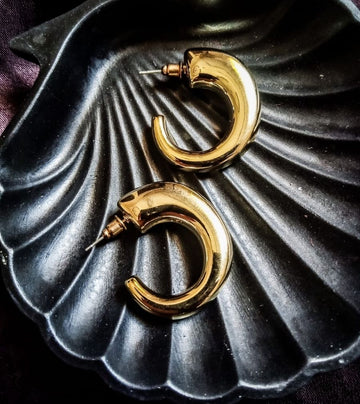 Gold Finish Hoop Earrings