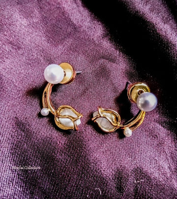 Elegant Tulip Flower Pearl Korean Stud Earrings