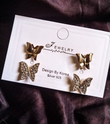 2 in 1 Korean Butterfly Studs