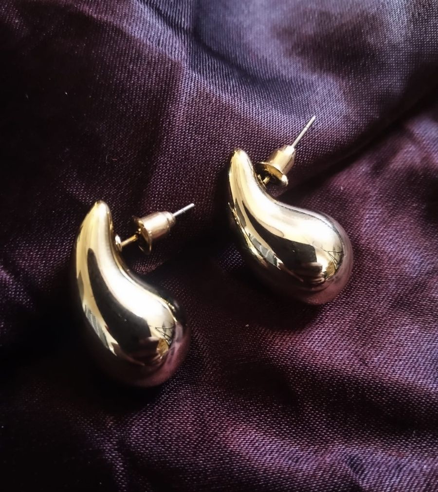 Golden Korean Tear Drop Earrings