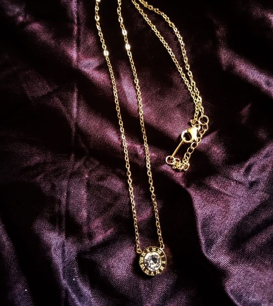 Roman Numerals Zirconia Necklace