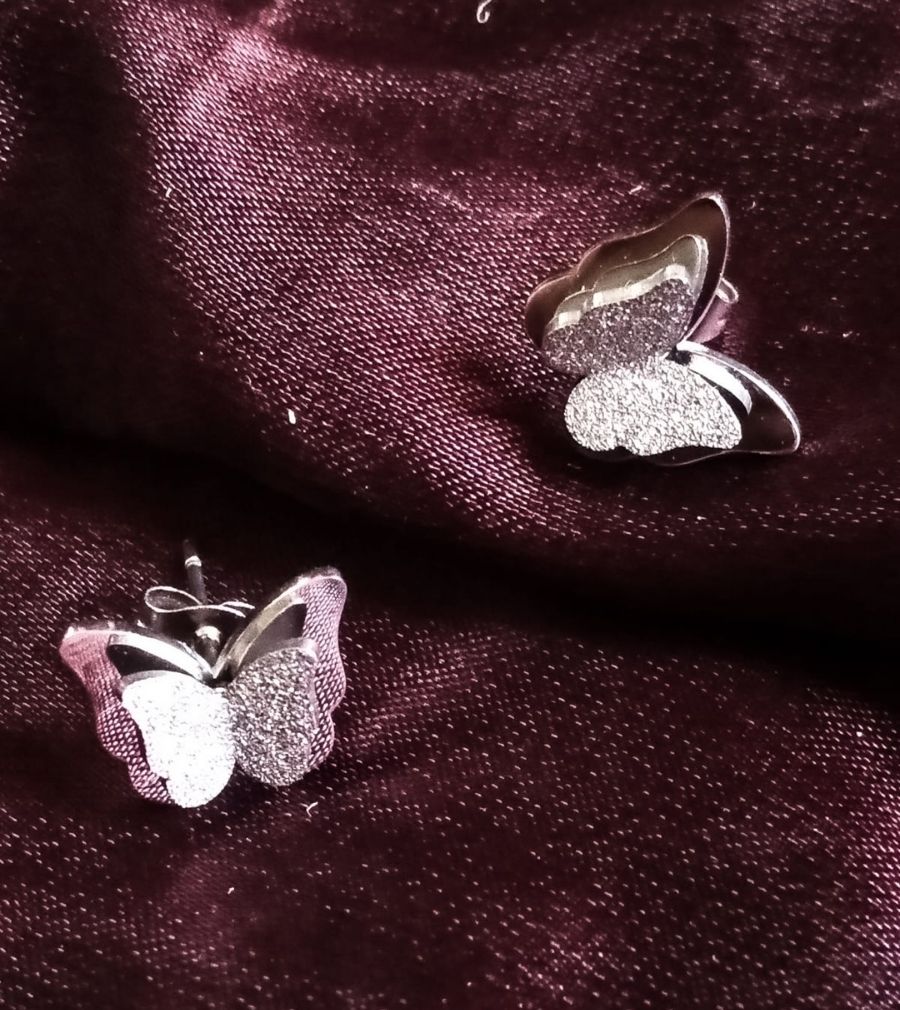 Stainless Steel Butterfly Stud Earrings