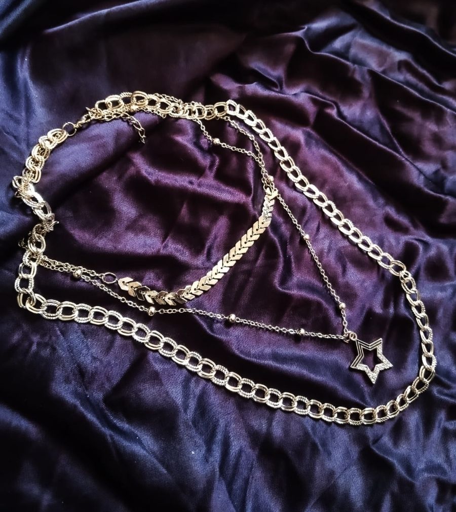 Triple Chain Star Necklace
